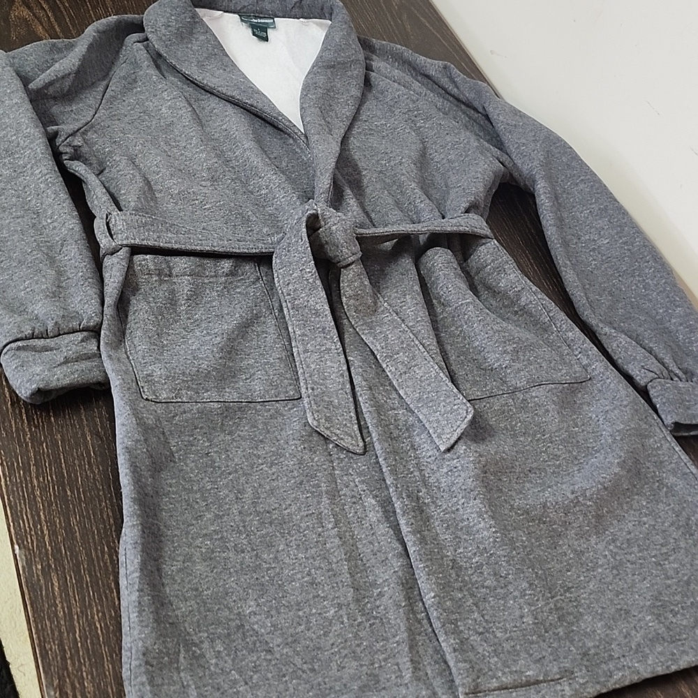 Hammacher Schlemmer Bath Robe Chunky Cozy Lounge Wear Gray Large Unisex